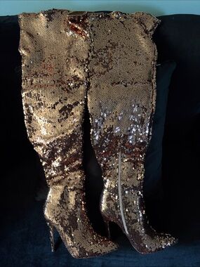Rose Gold Sequin thigh-high 3 1/2 inch high-Brand New!